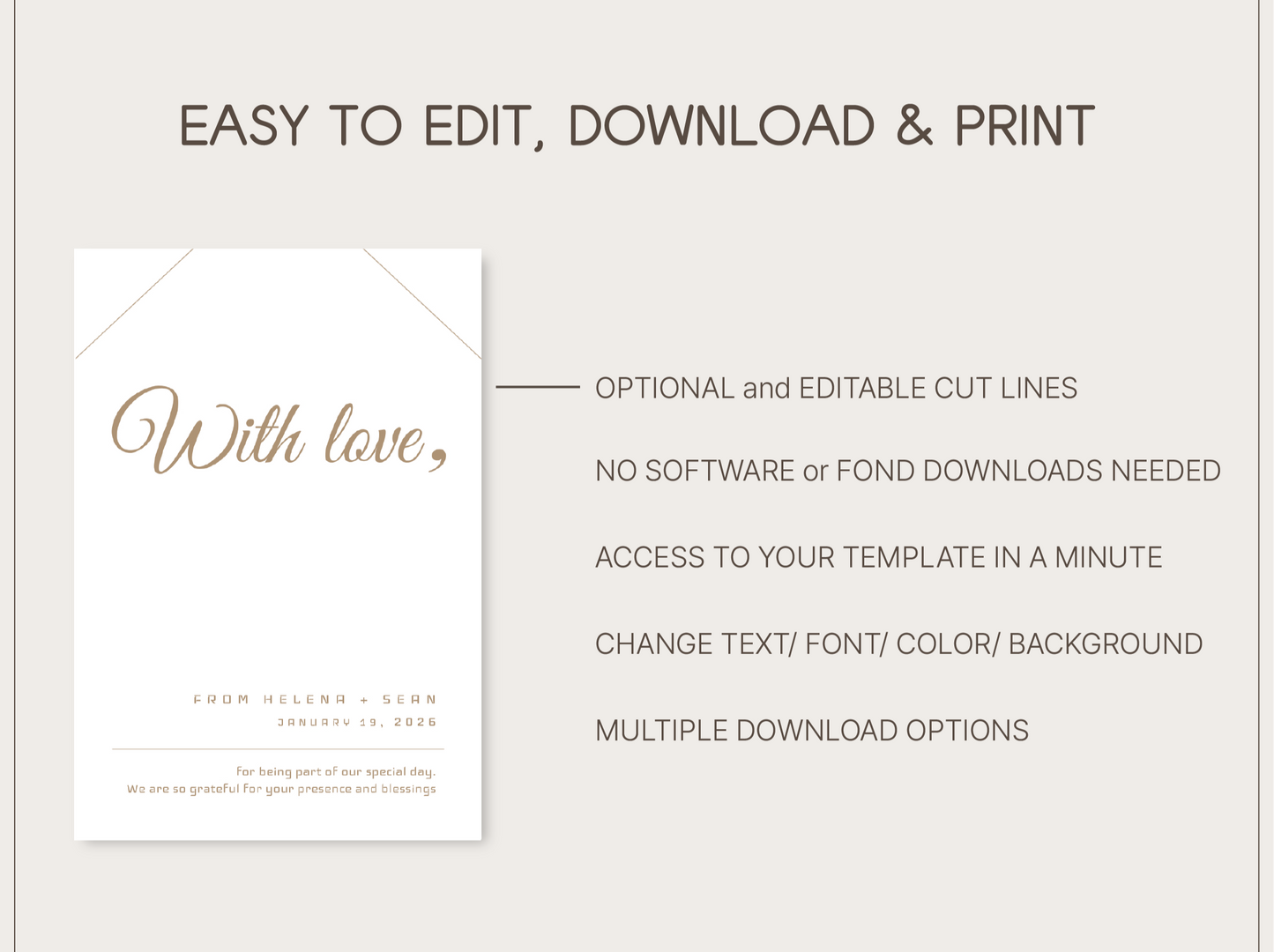 #11. With Love Favor Tag Template – Minimal & Heartfelt Design