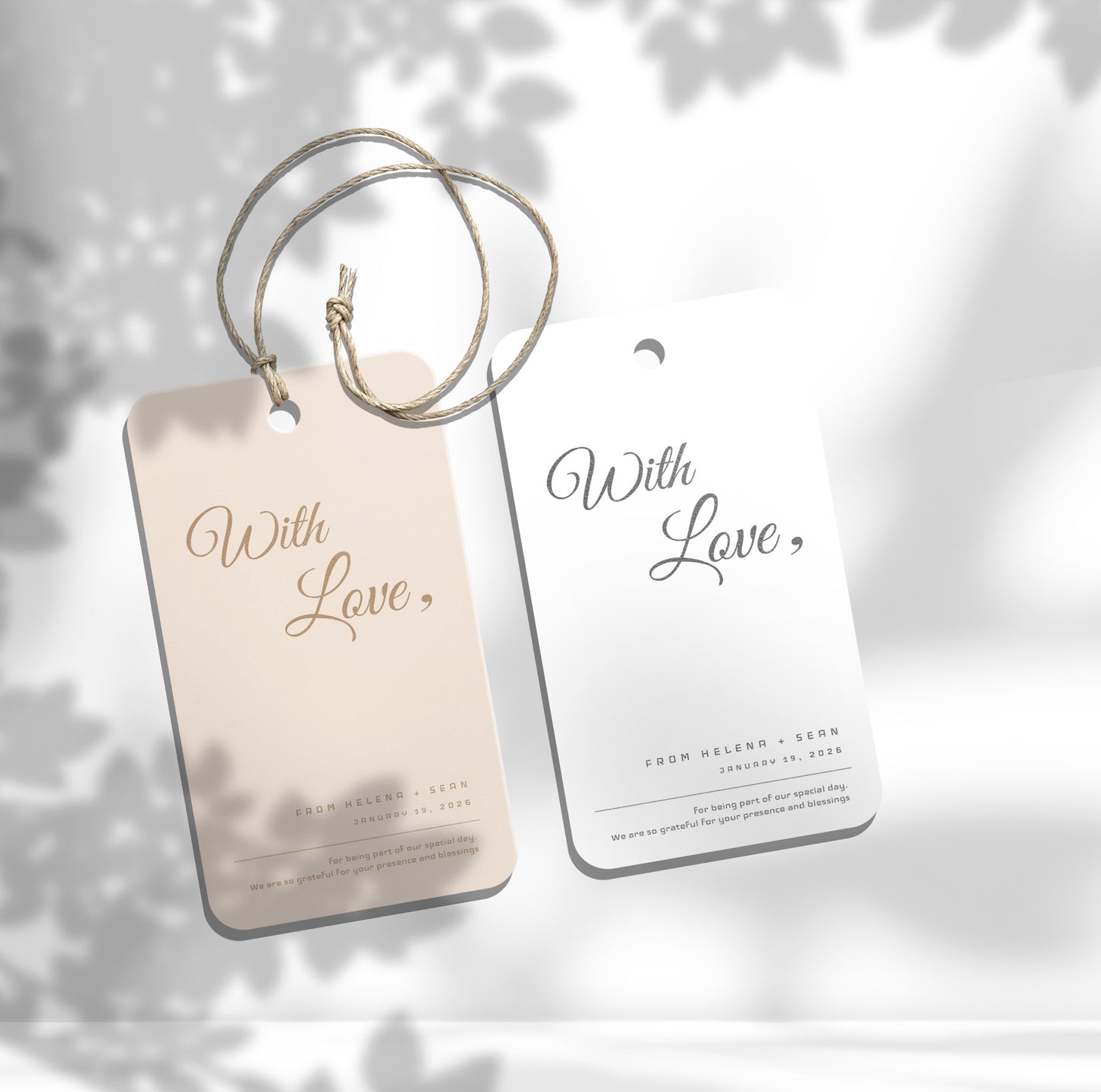 #11. With Love Favor Tag Template – Minimal & Heartfelt Design
