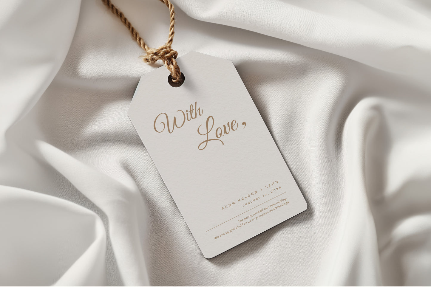 #11. With Love Favor Tag Template – Minimal & Heartfelt Design