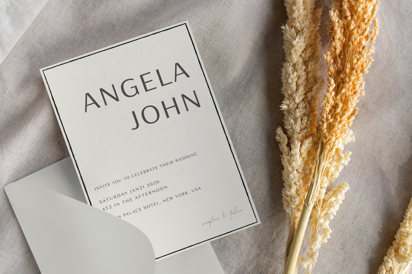 #15. Minimalist Wedding Invitation Digital Template | Modern Clean Border Design