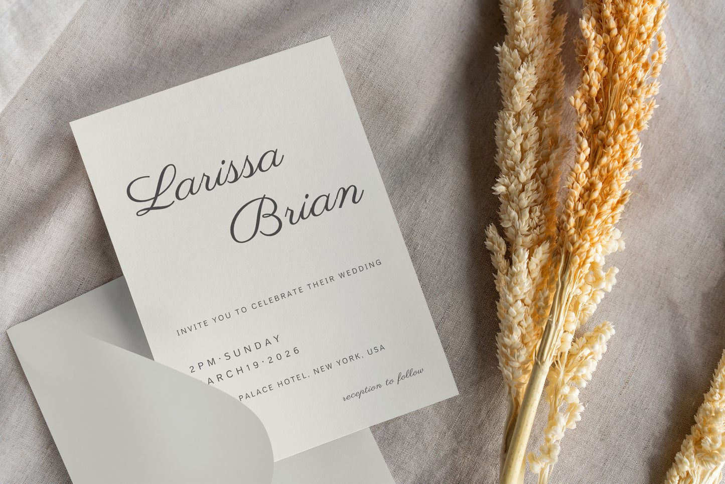 #10 Luxury Wedding Invitation Digital Template | Elegant Curved Typography Design