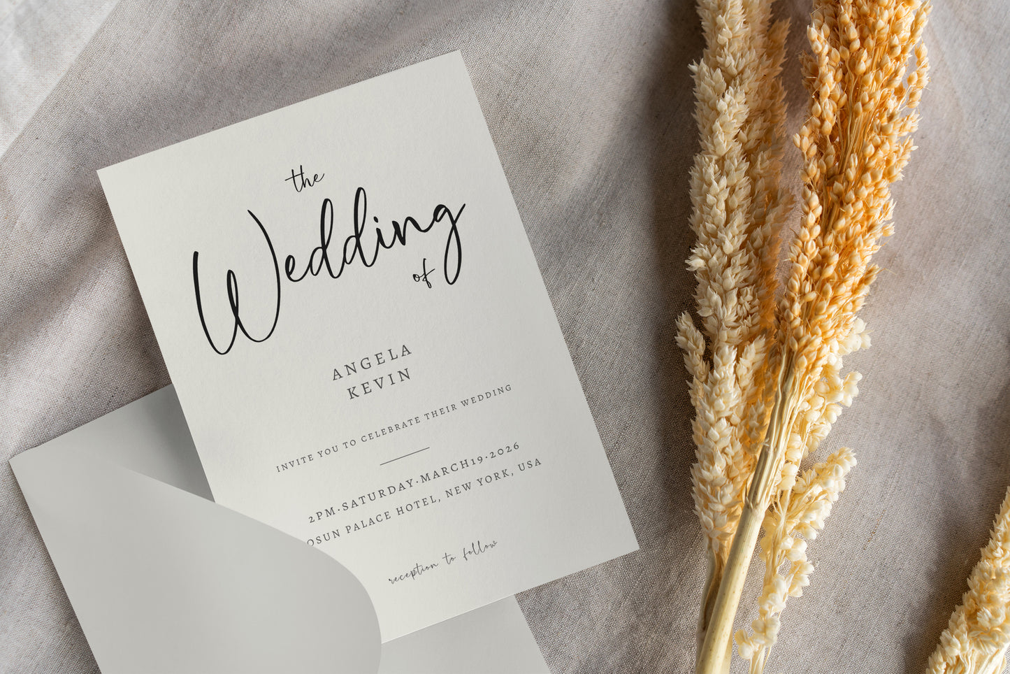 #12 Stylish Wedding Invitation Digital Template | Elegant Font & Line Design