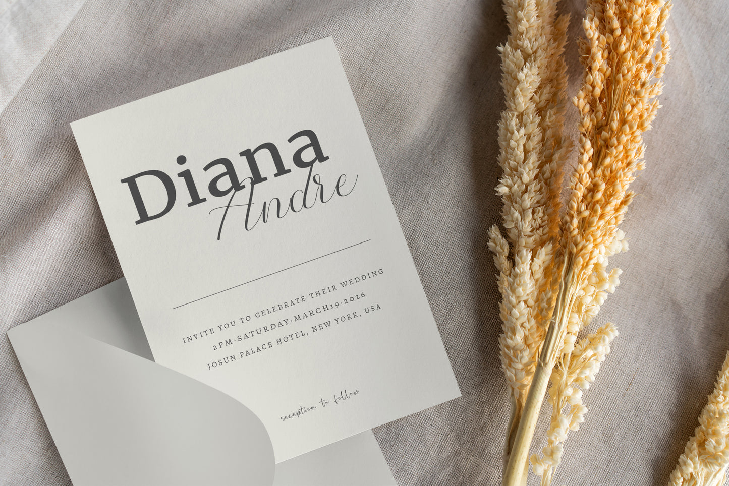 #11 Minimalist Wedding Invitation Digital Template | Elegant Font & Clean Line