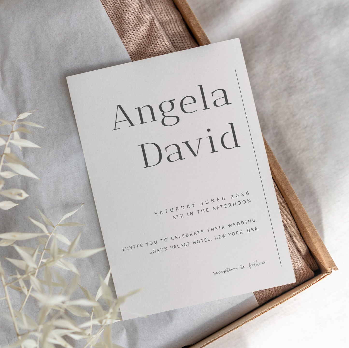 #14 Minimalist Wedding Invitation Digital Template | Chic Line Design