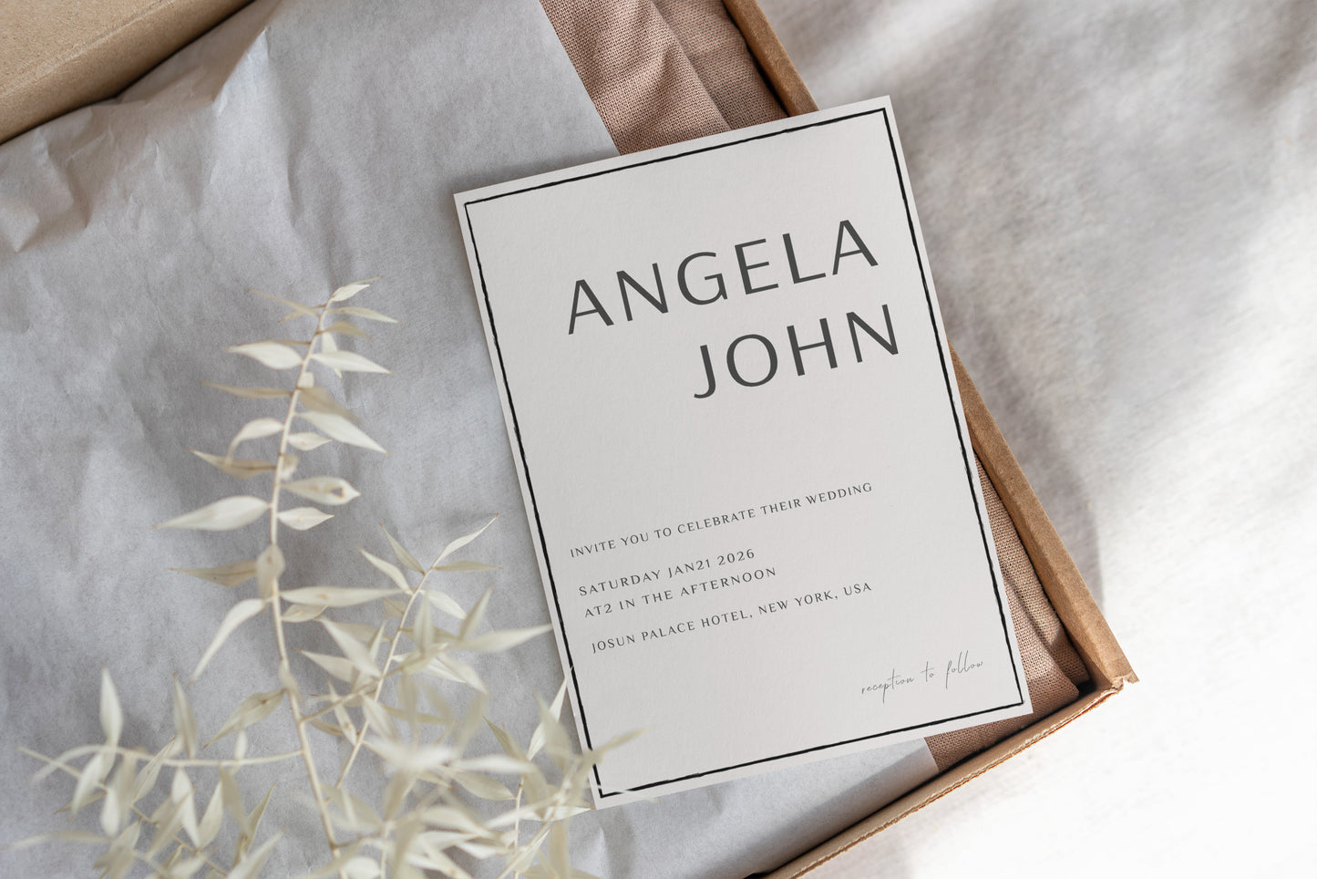 #15. Minimalist Wedding Invitation Digital Template | Modern Clean Border Design