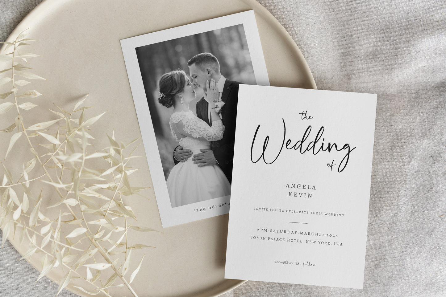 #12 Stylish Wedding Invitation Digital Template | Elegant Font & Line Design