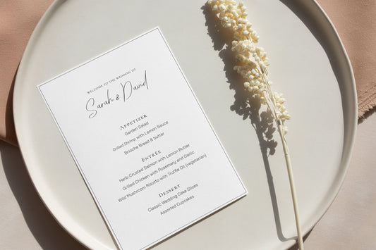 #13. Chic Minimalist Wedding & Event Menu Digital Template | Sleek Modern Design with Elegant Typography