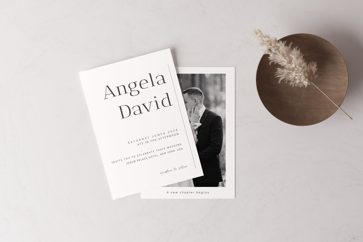 #14 Minimalist Wedding Invitation Digital Template | Chic Line Design