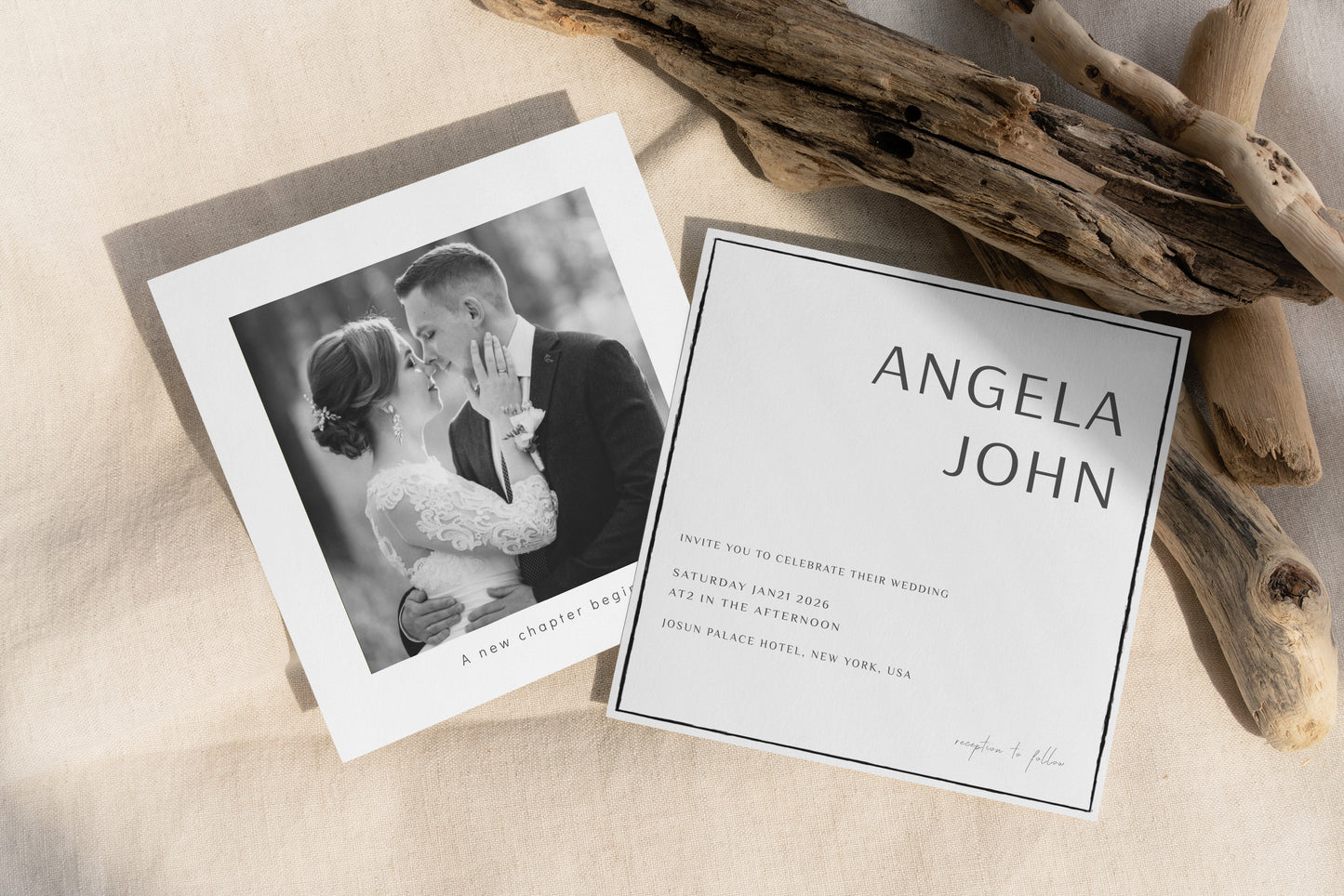 #15. Minimalist Wedding Invitation Digital Template | Modern Clean Border Design