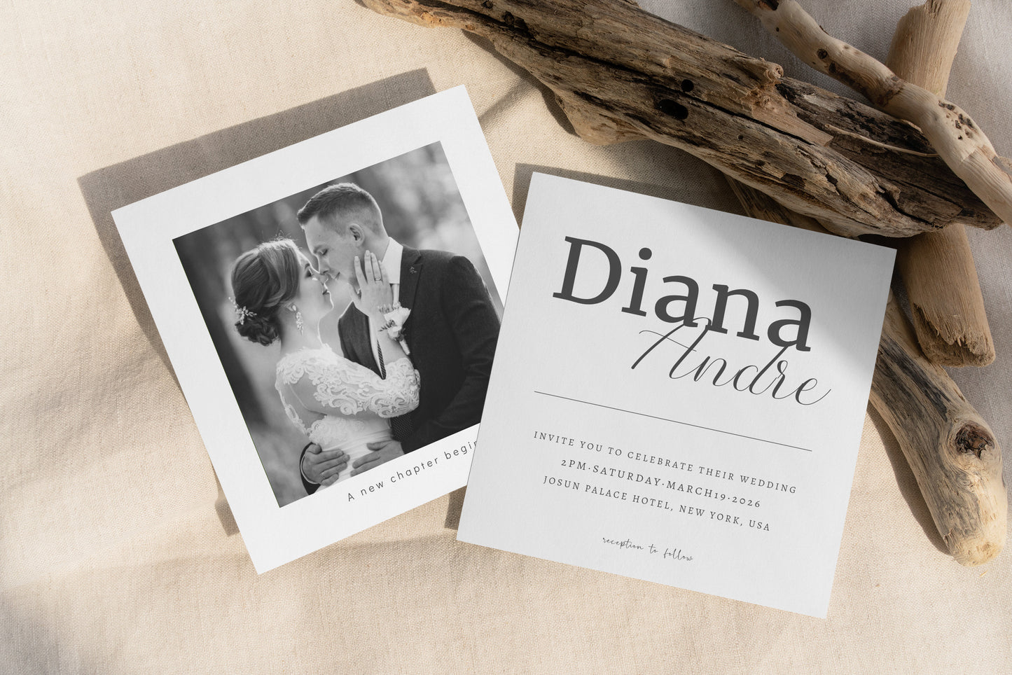 #11 Minimalist Wedding Invitation Digital Template | Elegant Font & Clean Line