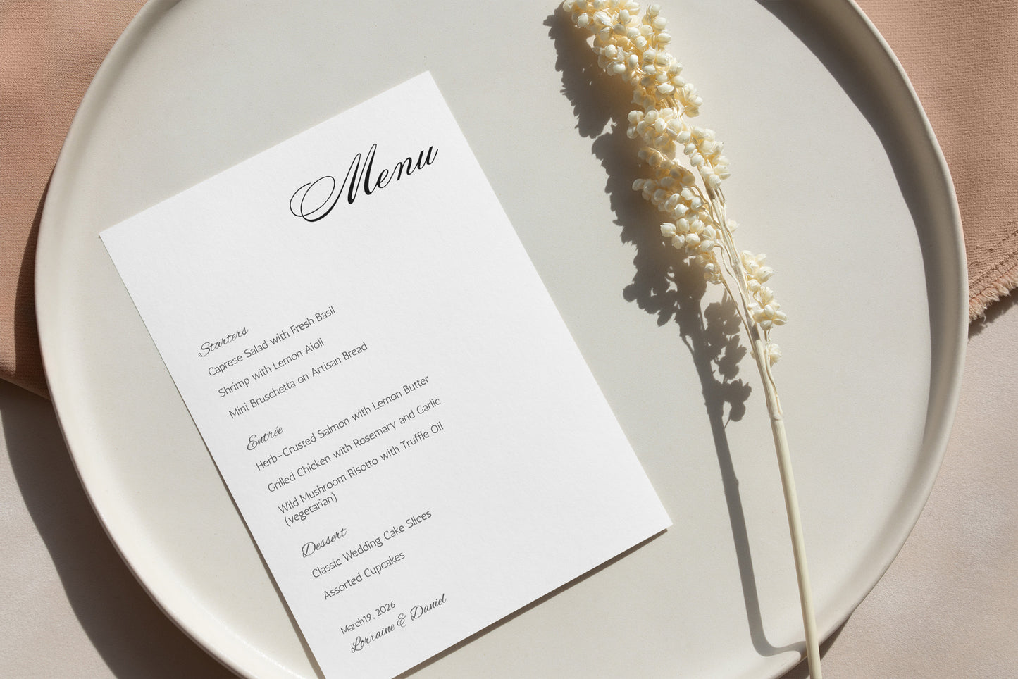 #10. Chic Minimalist Wedding & Event Menu Digital Template | Elegant Modern Typography Design