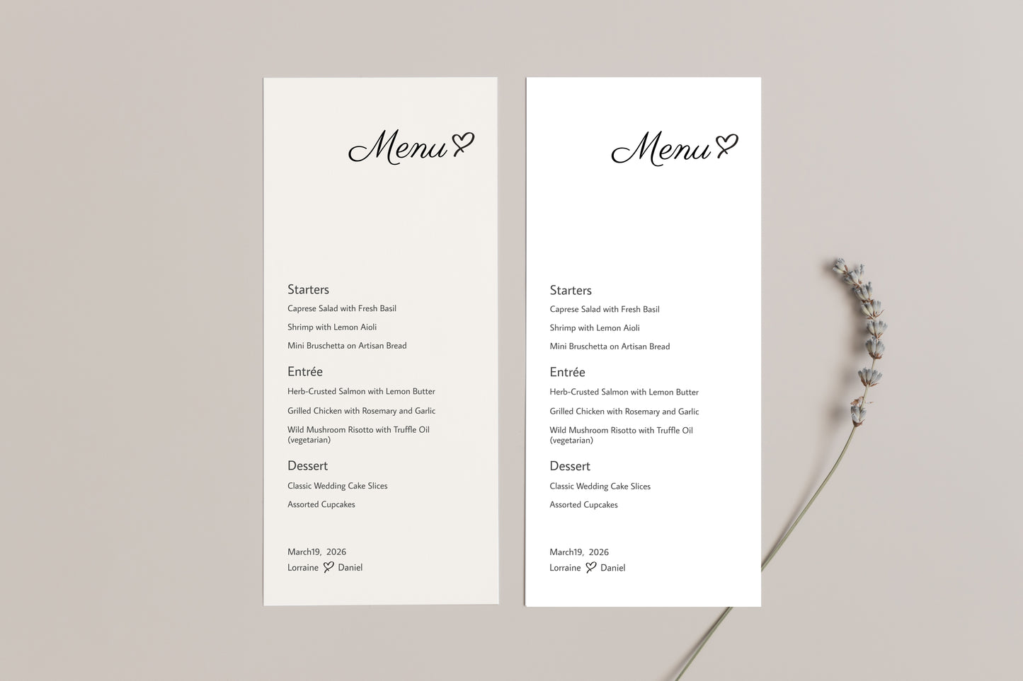 #9. Minimalist Wedding & Event Menu Digital Template | Sleek Heart Line Design