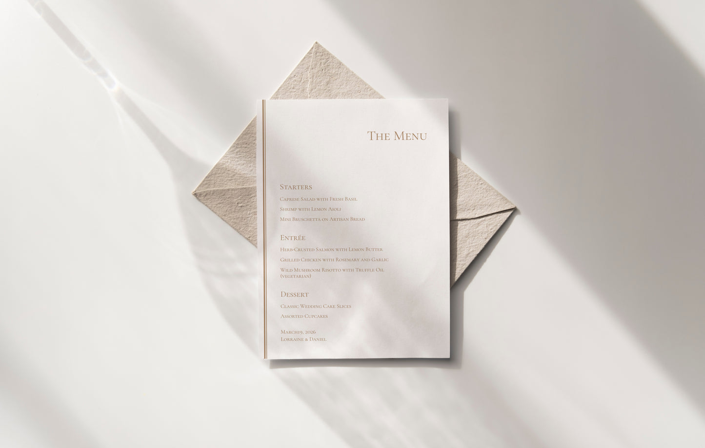 #7. Chic Minimalist Wedding & Event Menu Digital Template | Sleek Vertical Line Design