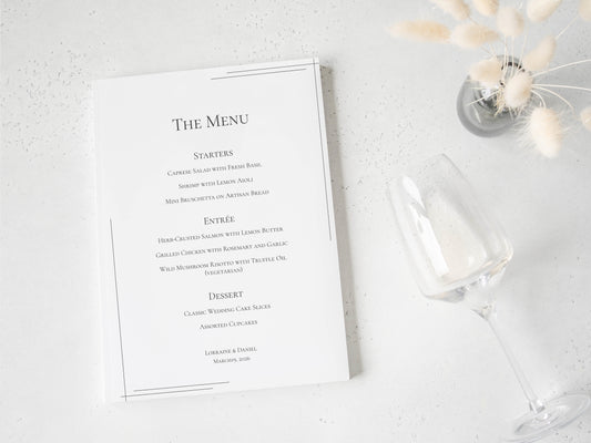 #6. Modern Luxury Wedding & Event Menu Digital Template | Minimal & Elegant High-End Design