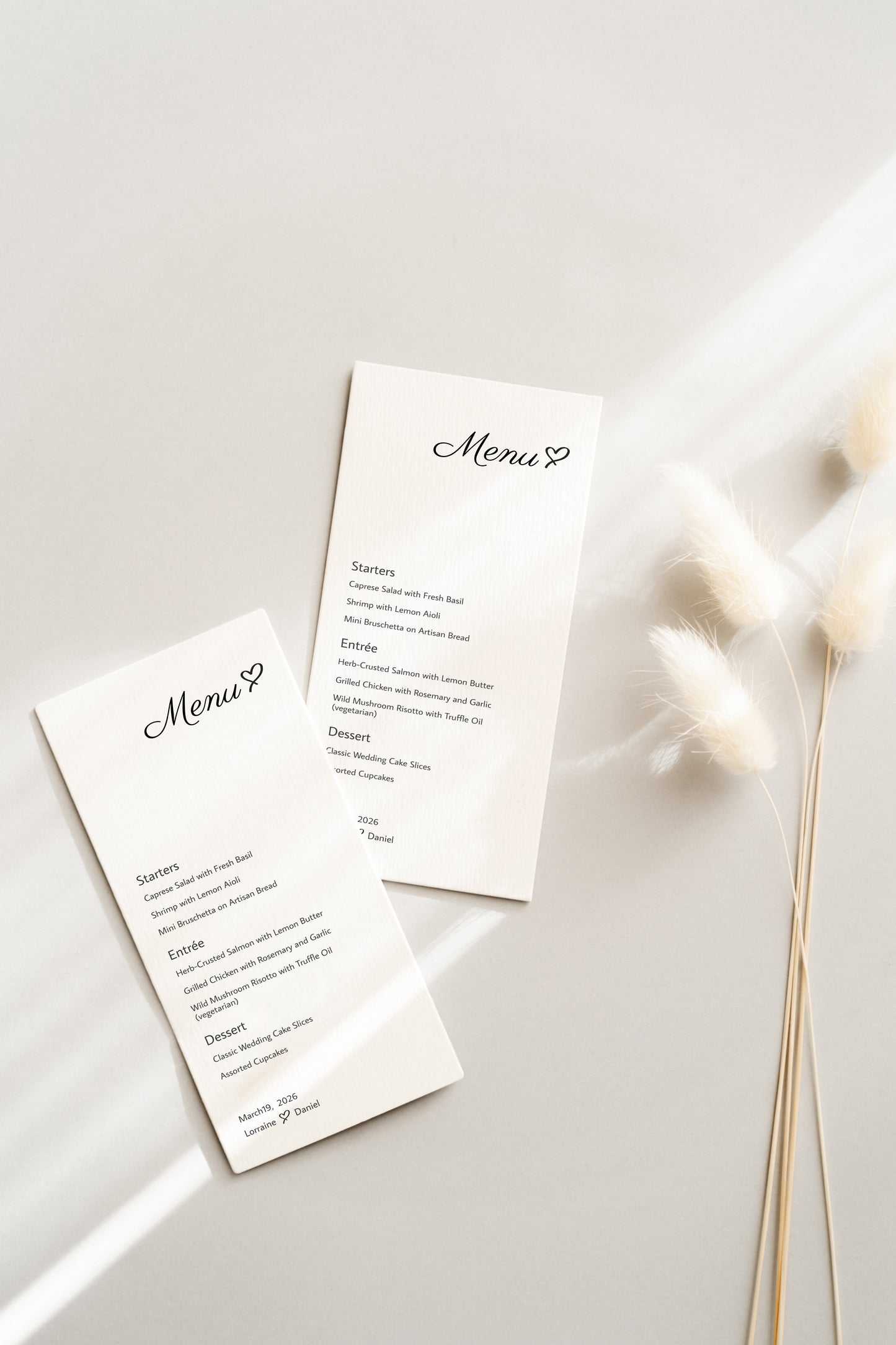#9. Minimalist Wedding & Event Menu Digital Template | Sleek Heart Line Design