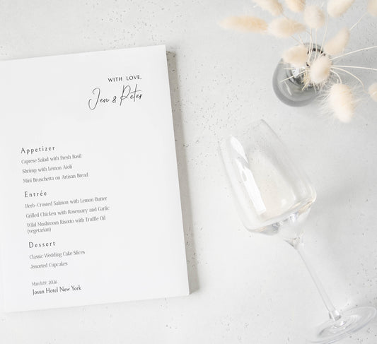 #12. Chic Minimalist Wedding & Event Menu Digital Template | Modern Typography, Sleek Clean Design