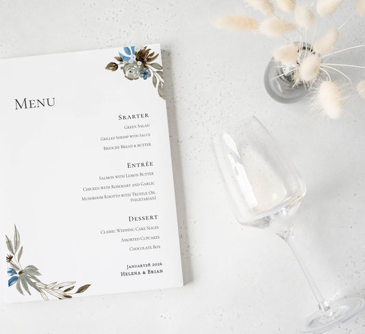 #21. Floral Digital Menu Template – Elegant & Modern Design for Weddings & Events