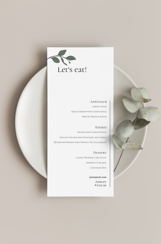 #18. Modern Digital Menu Template with Leaf Graphics – Unique Simple design