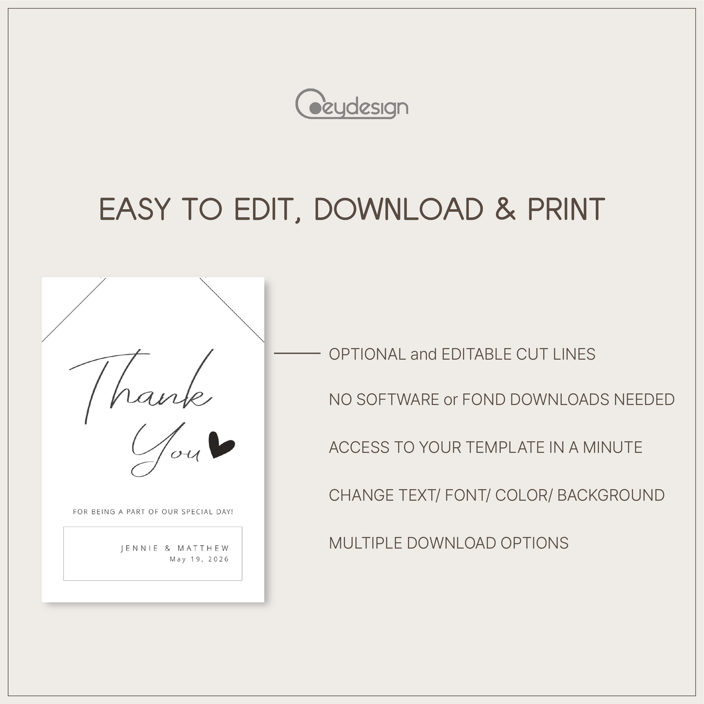 #10. Vertical Script Heart Thank You Favor Tag Template