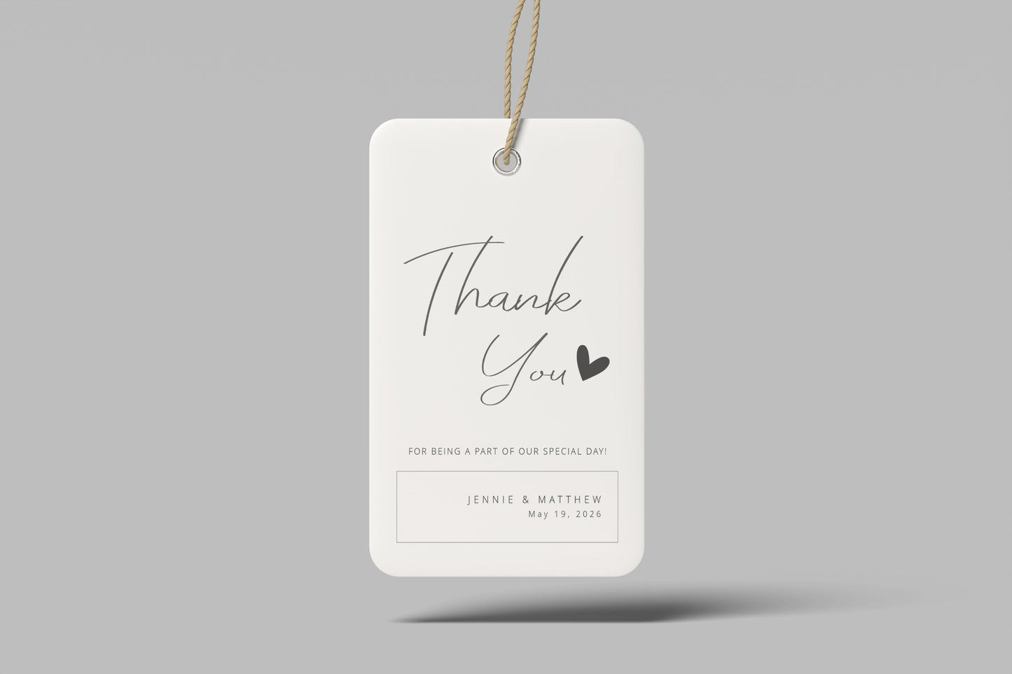 #10. Vertical Script Heart Thank You Favor Tag Template