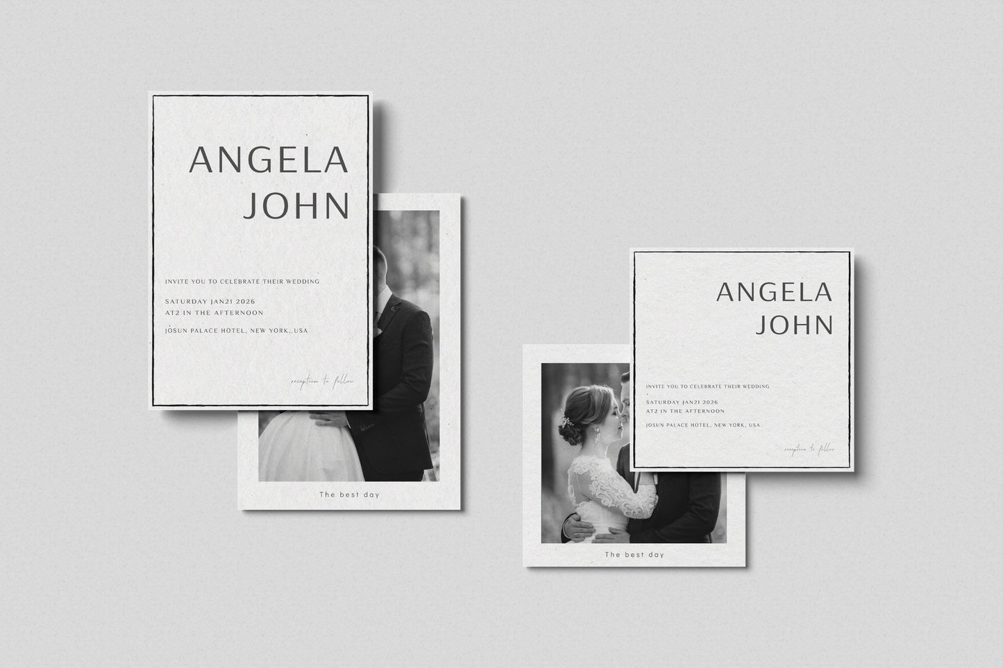 #15. Minimalist Wedding Invitation Digital Template | Modern Clean Border Design