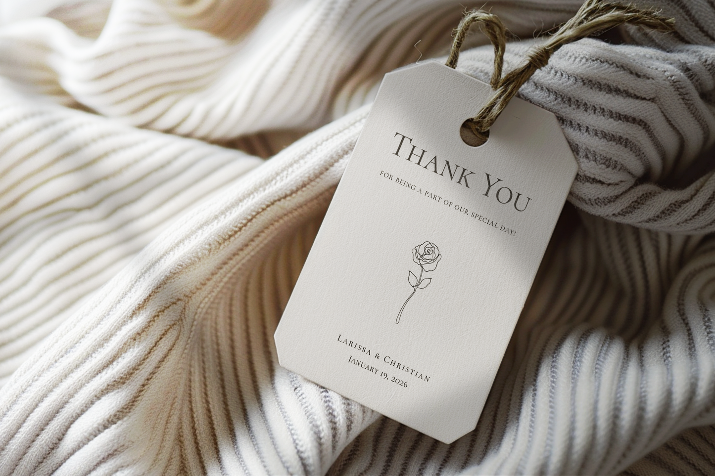 #9. Elegant Rose Line Art Thank You Favor Tag Template