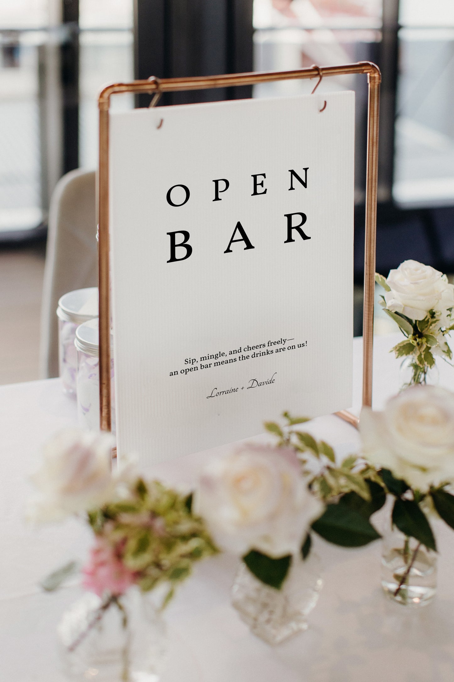 #2. Minimalist Wedding Open Bar Sign Digital Template | Simple Elegant Design