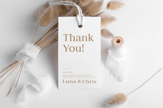 #14. Minimalist Thank You Favor Tag Template | Neutral Modern Wedding Design