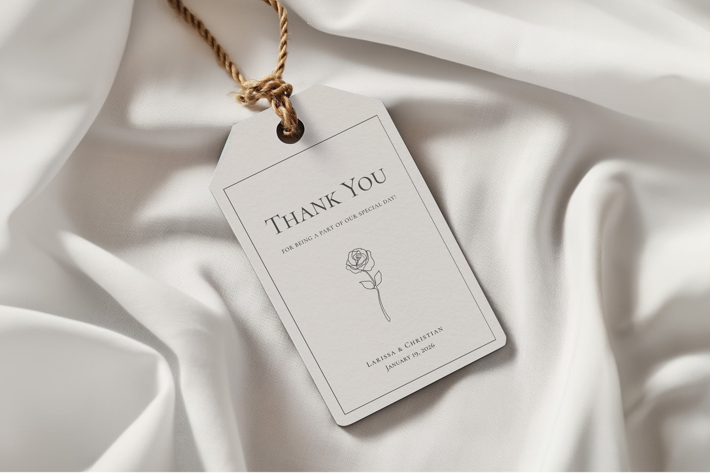 #9. Elegant Rose Line Art Thank You Favor Tag Template