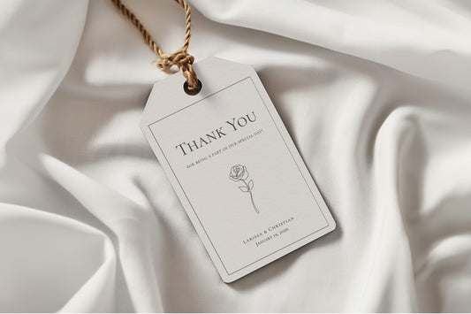 #9. Elegant Rose Line Art Thank You Favor Tag Template