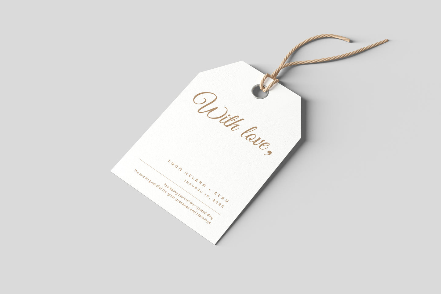#11. With Love Favor Tag Template – Minimal & Heartfelt Design