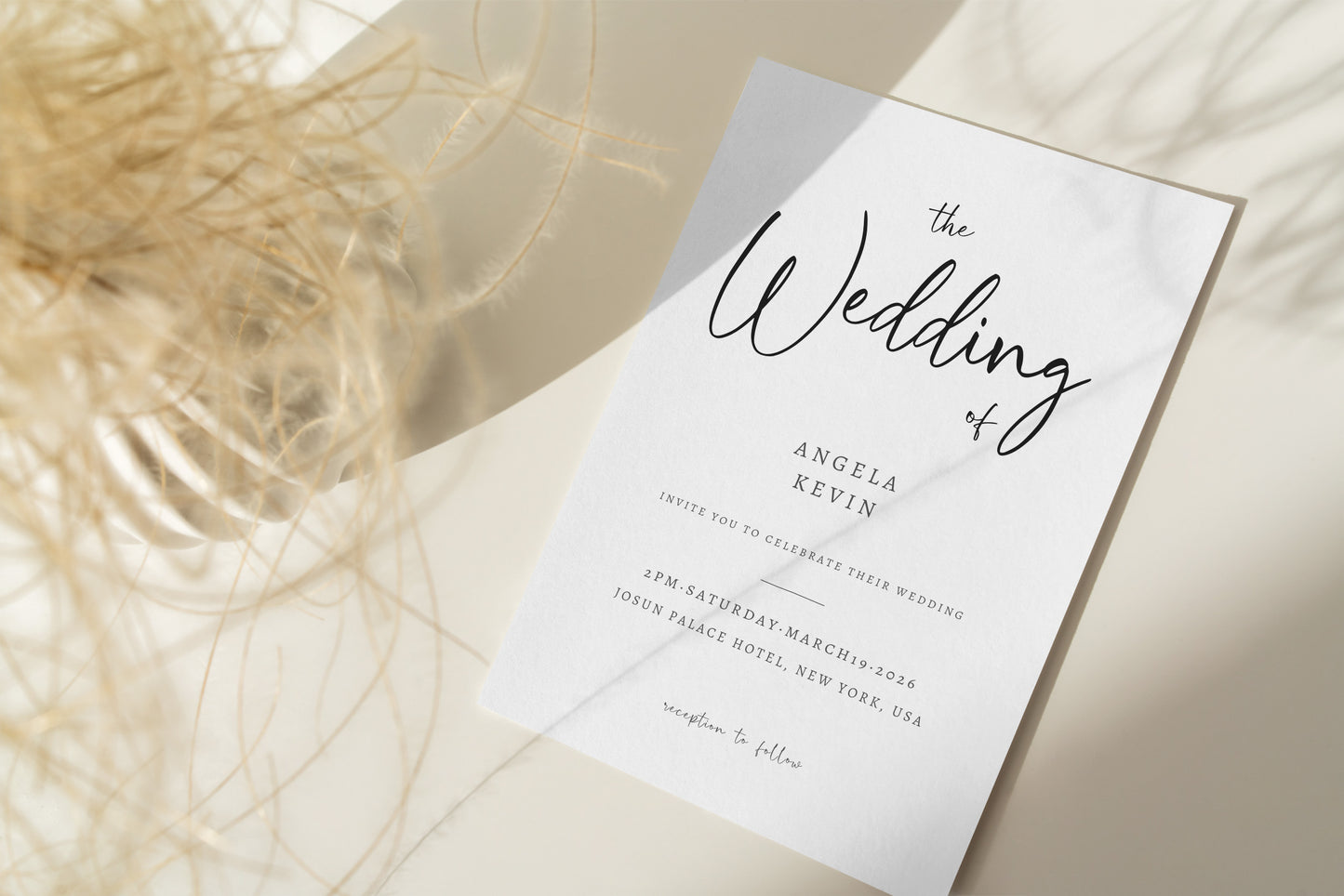 #12 Stylish Wedding Invitation Digital Template | Elegant Font & Line Design