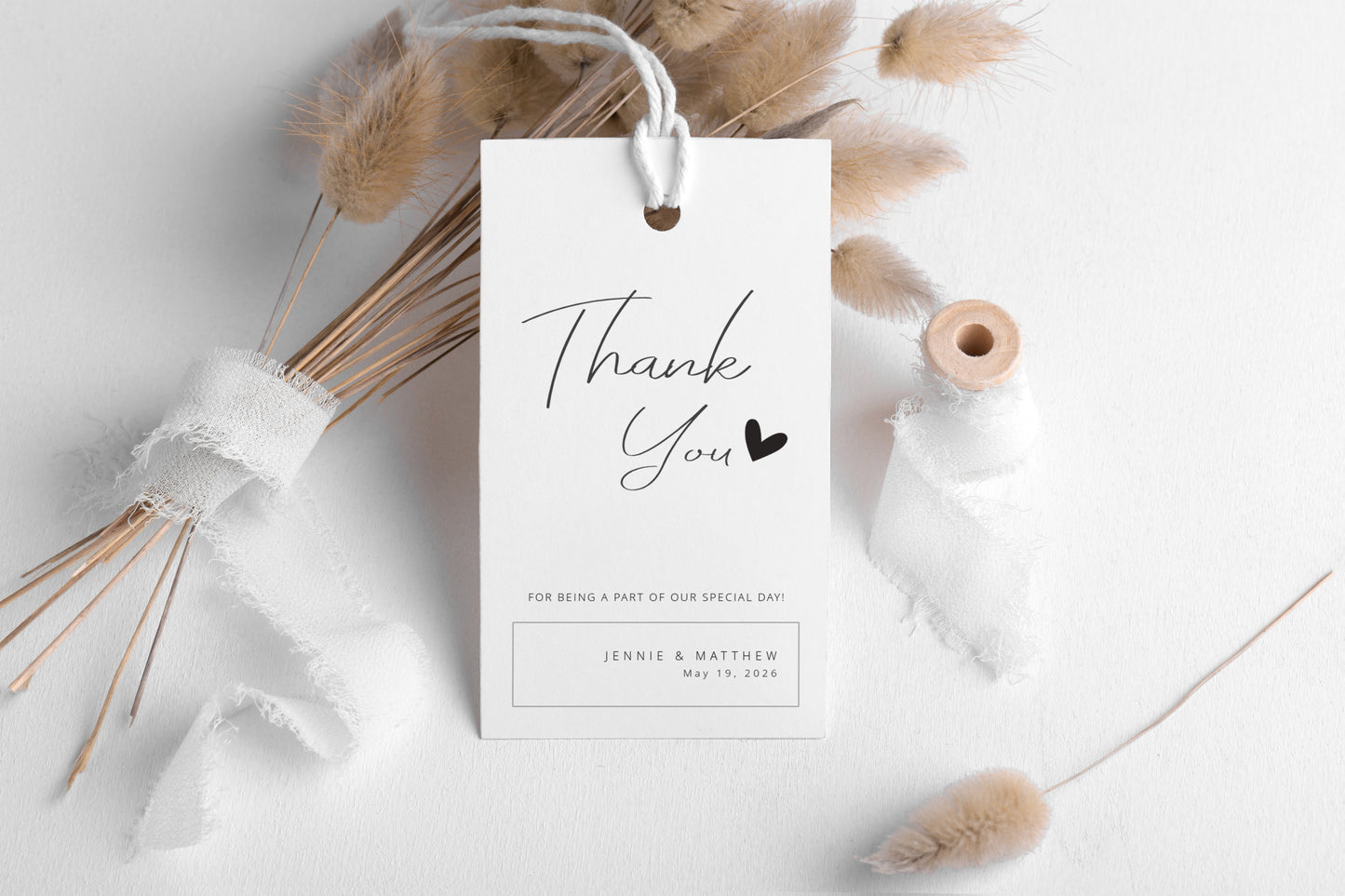#10. Vertical Script Heart Thank You Favor Tag Template