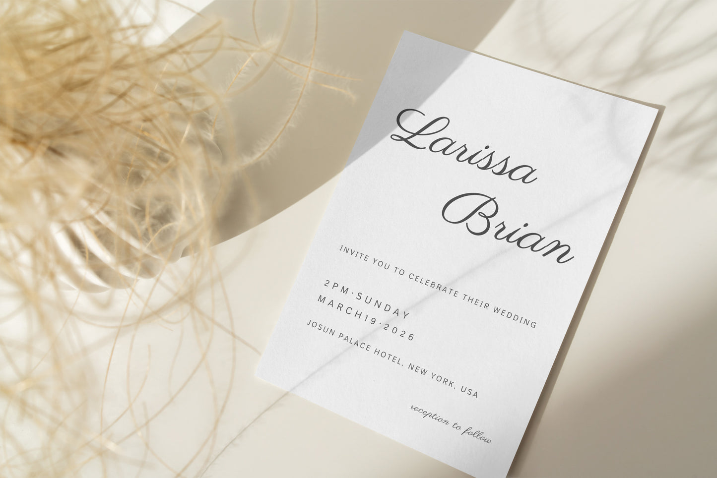 #10 Luxury Wedding Invitation Digital Template | Elegant Curved Typography Design