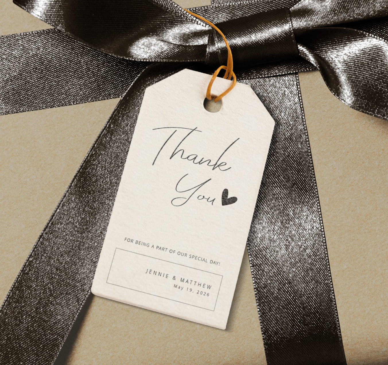 #10. Vertical Script Heart Thank You Favor Tag Template