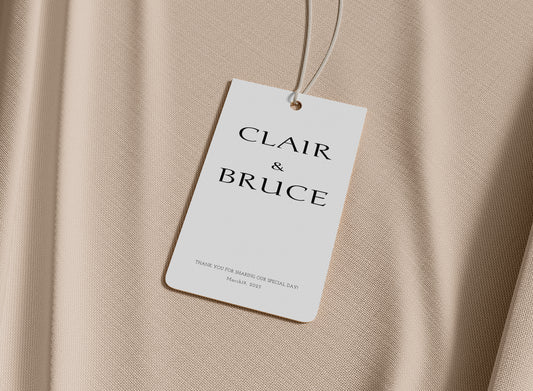 #15. Modern Serif Name Favor Tag Template | Elegant Minimalist Wedding Design