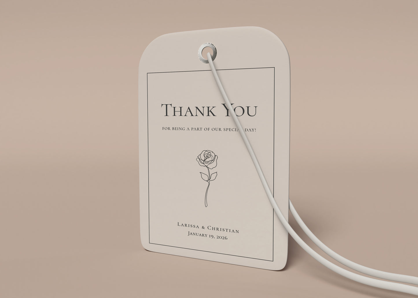 #9. Elegant Rose Line Art Thank You Favor Tag Template