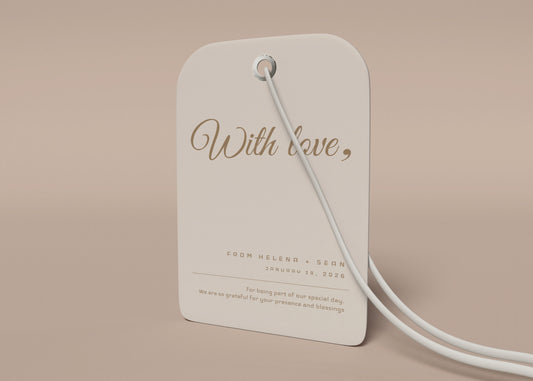 #11. With Love Favor Tag Template – Minimal & Heartfelt Design