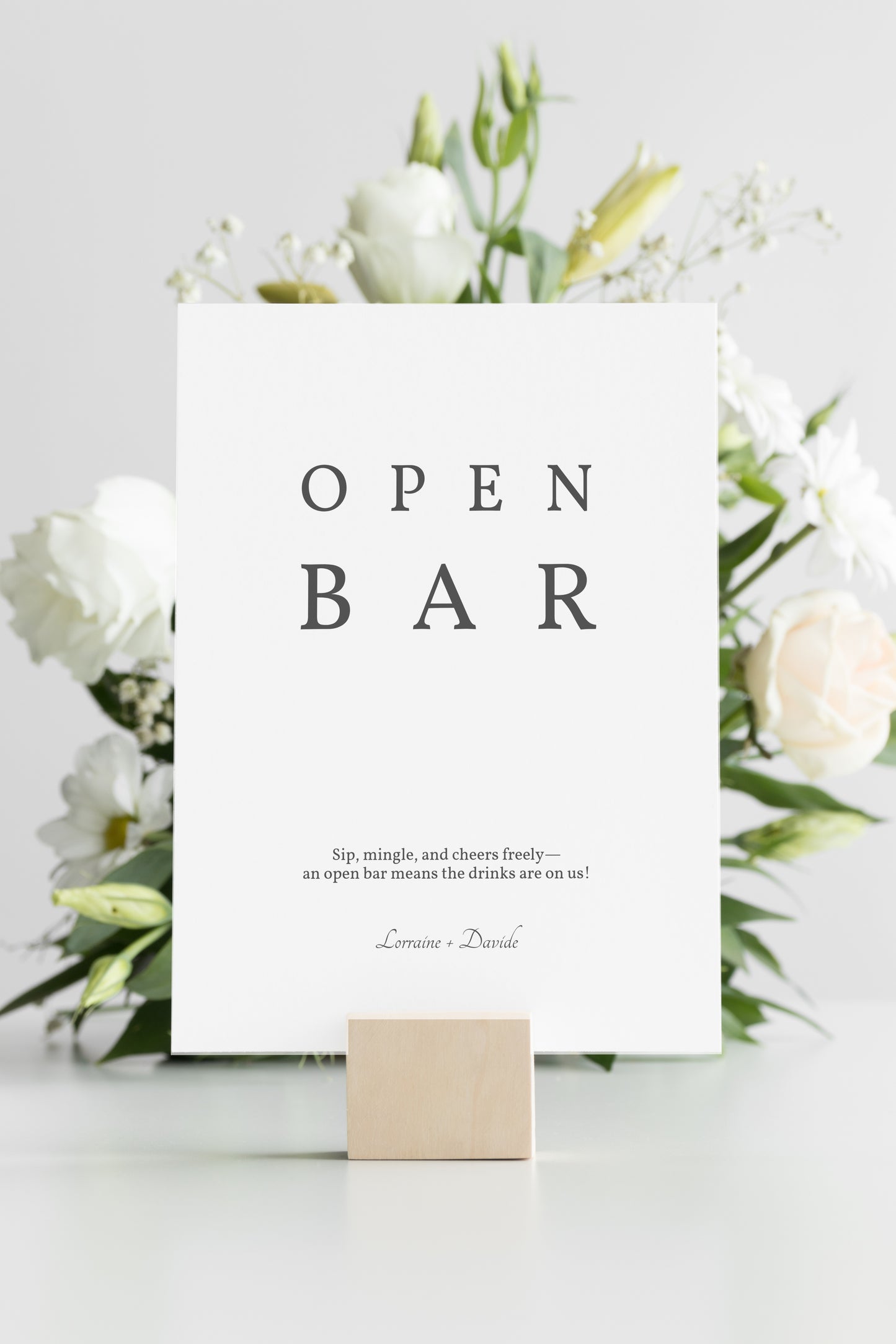 #2. Minimalist Wedding Open Bar Sign Digital Template | Simple Elegant Design