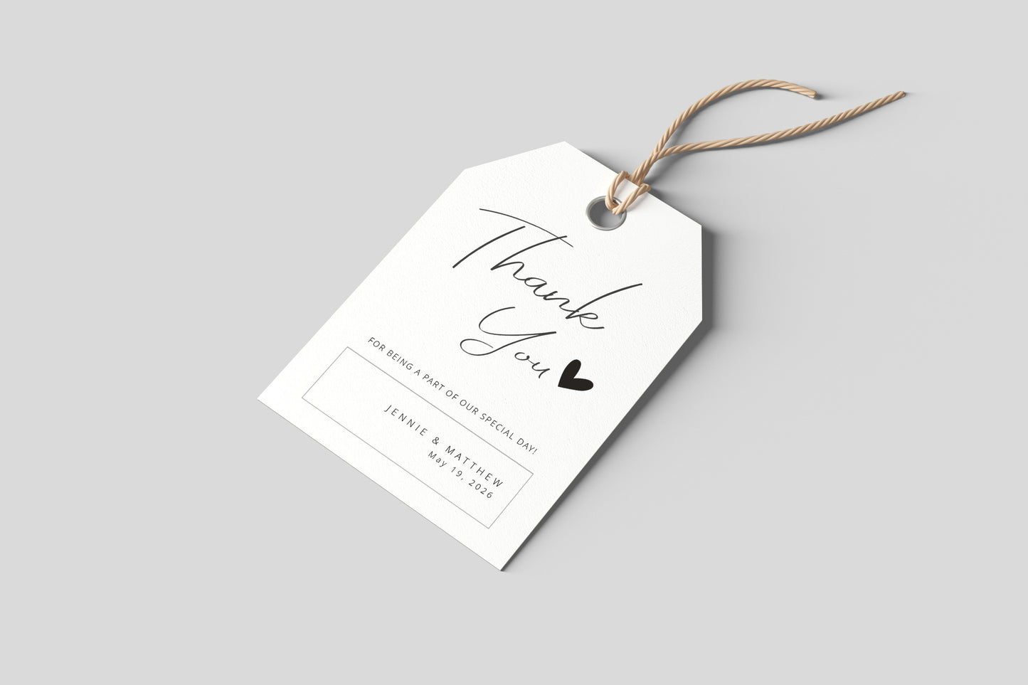 #10. Vertical Script Heart Thank You Favor Tag Template