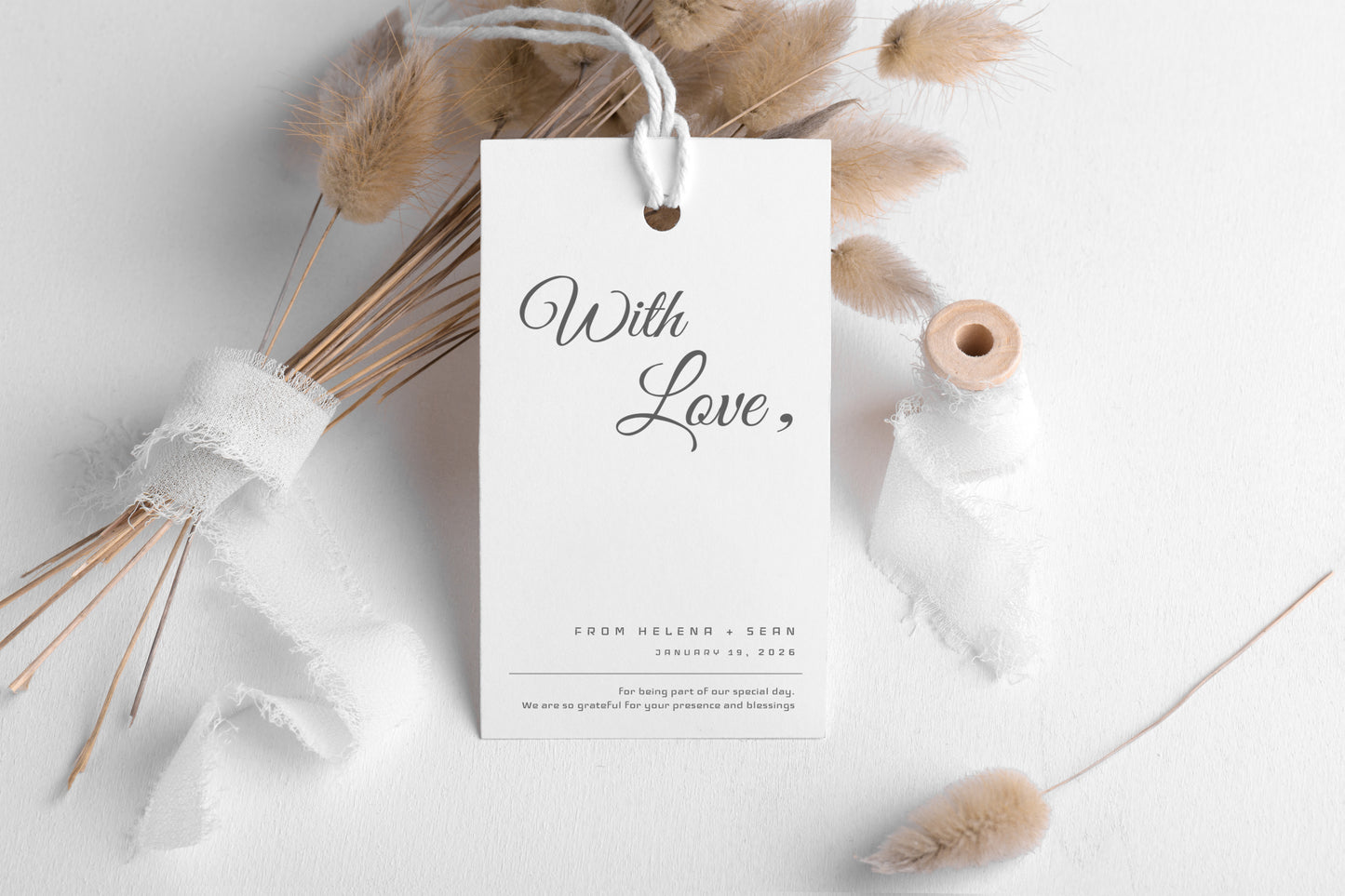 #11. With Love Favor Tag Template – Minimal & Heartfelt Design