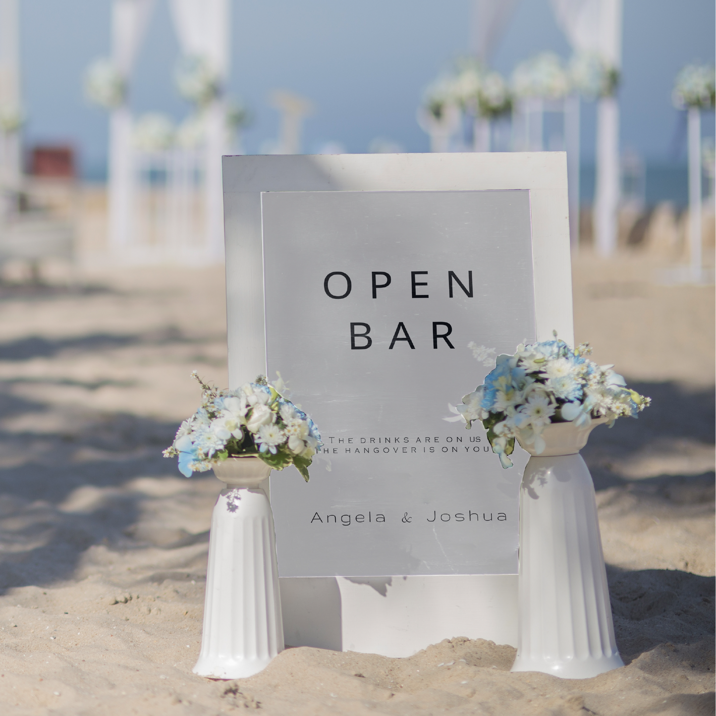 #1. Minimalist Wedding Open Bar Sign Digital Template | Modern & Clean Design